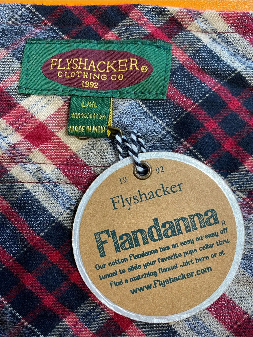 Red Plaid Flannel “Flandana” Bandana Under Collar for Dogs 100% Cotton Outdoor